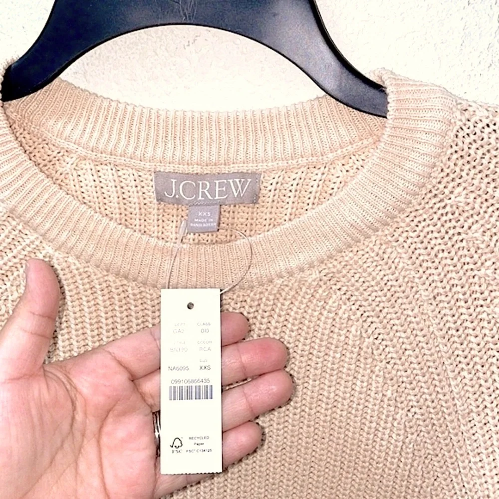 NWT J.Crew Cotton Fisherman Sweater in Raw Cashew